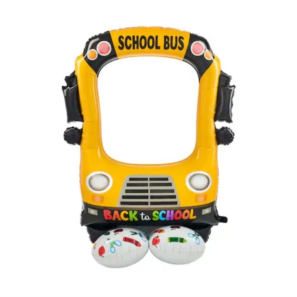 School Bus Photo Foil Balloon 56in*Requires Helium/Manual Air Pump